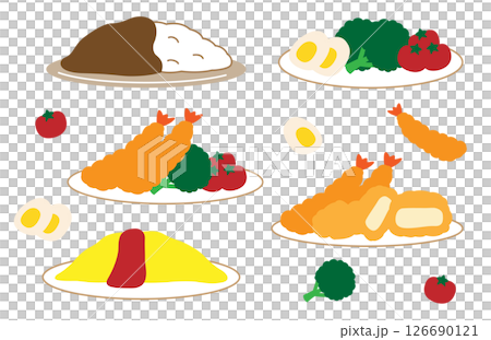 かわいい料理のイラストセット かわいい料理のイラストセット 126690121