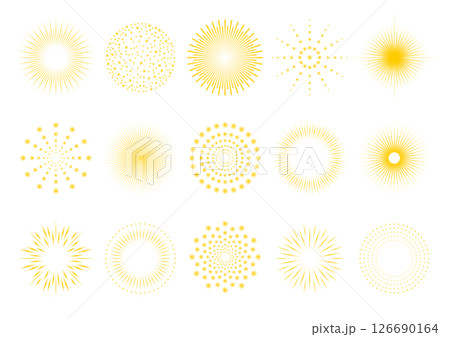 花火のアイコンイラストセット(黄色) 花火のアイコンイラストセット(黄色) 126690164