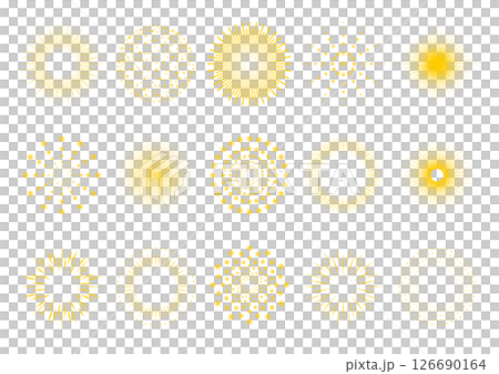 花火のアイコンイラストセット(黄色) 花火のアイコンイラストセット(黄色) 126690164