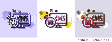 5g internet line icon. Halftone dotted pattern. Gradient icon with grain shadow. Wireless technology sign. Fast wifi symbol. Line 5g internet icon. Various designs. Vector 5g internet line icon. Halftone dotted pattern. Gradient icon with grain shadow. Wireless technology sign. Fast wifi symbol. Line 5g internet icon. Various designs. Vector 126690331