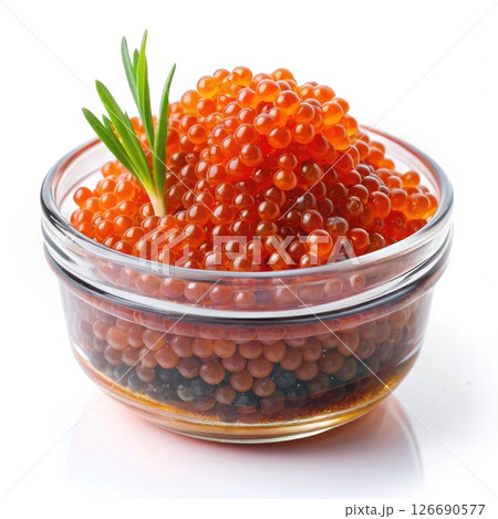 Glass Bowl Filled With Red Beads. Generative AI Glass Bowl Filled With Red Beads. Generative AI 126690577