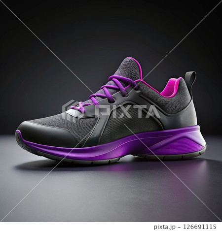 Black and Purple Shoe With Purple Laces. Generative AI 126691115