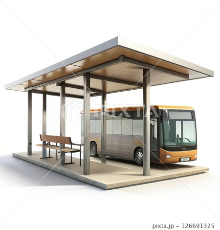 Bus Stop With Parked Bus. Generative AI 126691325