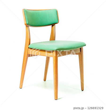 Wooden Chair With Green Seat Cushion. Generative AI 126691329