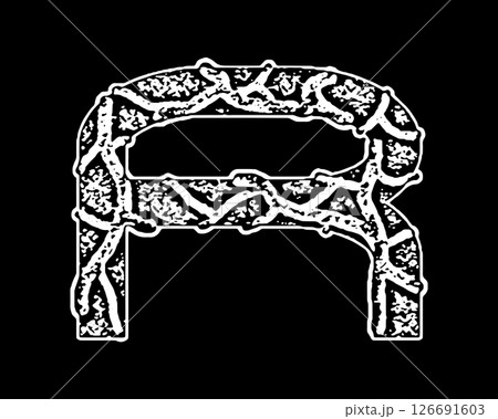 Grungy vector font. Letter with veins. Grungy vector font. Letter with veins. 126691603