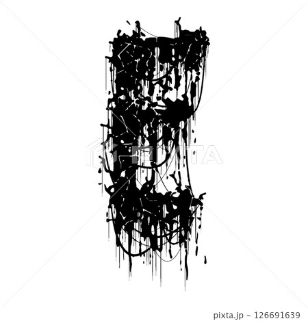 Death-metal font. Drippy letter on white background. Custom lettering. 126691639