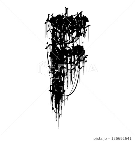 Death-metal font. Drippy letter on white background. Custom lettering. 126691641