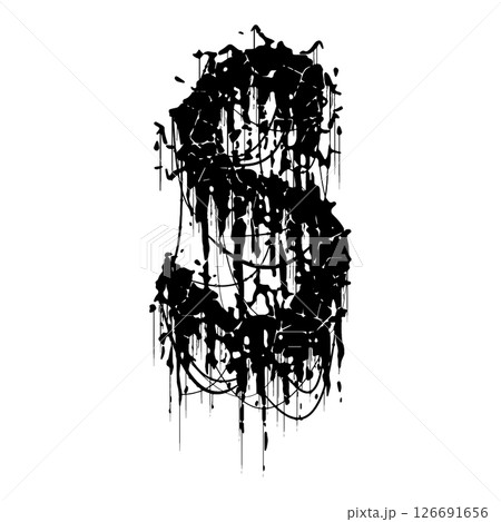Death-metal font. Drippy letter on white background. Custom lettering. Death-metal font. Drippy letter on white background. Custom lettering. 126691656