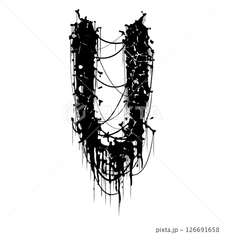 Death-metal font. Drippy letter on white background. Custom lettering. 126691658