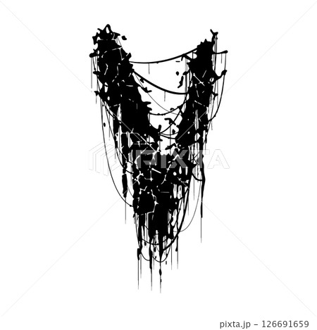 Death-metal font. Drippy letter on white background. Custom lettering. 126691659