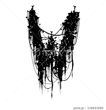 Death-metal font. Drippy letter on white background. Custom lettering. 126691660