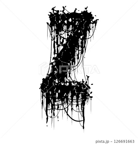 Death-metal font. Drippy letter on white background. Custom lettering. Death-metal font. Drippy letter on white background. Custom lettering. 126691663