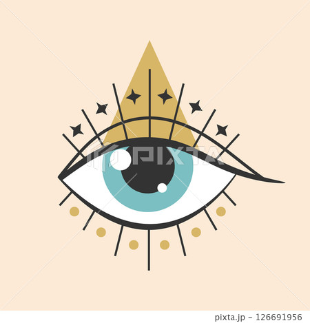 Celestial magical eye symbol emblem. All seeing eye. Vector illustration Celestial magical eye symbol emblem. All seeing eye. Vector illustration 126691956
