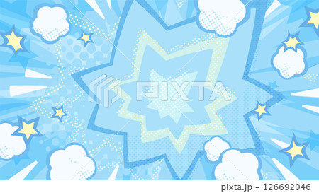ポップな衝撃のエフェクトの背景イラスト_水色_16:9 126692046