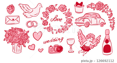 Explore a beautiful collection of Romantic Wedding Icons and Symbols perfect for Love Themes 126692112