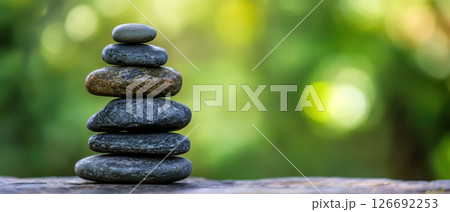 Balanced stones evoke natures calm Balanced stones evoke natures calm 126692253