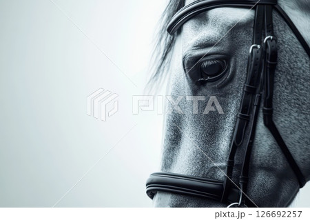 Close view of a horses head in soft lighting 126692257