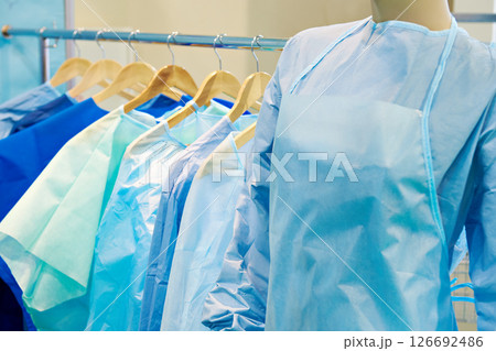 Mannequin woman in surgical gown 126692486