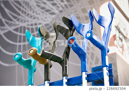 Crutches elbow with emphasis Crutches elbow with emphasis 126692504