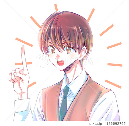 人差し指をさす男子学生　明るい 126692765