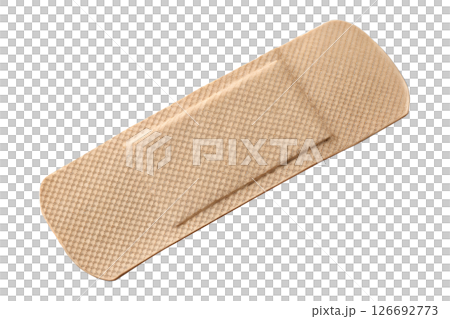 Sterile adhesive bandage on transparent background, ready to cover small cuts or wounds, beige skin tone, medical first aid supply Sterile adhesive bandage on transparent background, ready to cover small cuts or wounds, beige skin tone, medical first aid supply 126692773