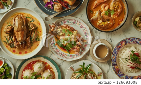 Peranakan cuisine artfully blends Chinese, Malay, and Indonesian flavors into delicious, must-try dishes. 126693008