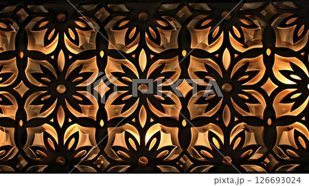 An intricately cut MDF board pattern, backlit for a stunning visual effect, elevating the design. An intricately cut MDF board pattern, backlit for a stunning visual effect, elevating the design. 126693024
