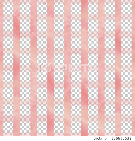 Pink checkered texture with paint and washes. Watercolor hand drawn illustration. Seamless pattern, repeating checkered ornament, simple, background, abstract, gentle and light. 126693532
