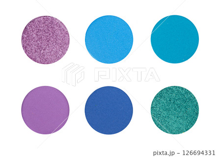Assorted colors metallic blusher or eyeshadow isolated on white background 126694331