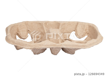 Container for fast food and drinks isolated on white. Recyclable materials. Cardboard, recycled. Cardboard takeaway coffee cup holder cut out on white background Container for fast food and drinks isolated on white. Recyclable materials. Cardboard, recycled. Cardboard takeaway coffee cup holder cut out on white background 126694349