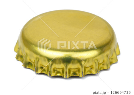Crown cap bottle gold silver metal isolated on the white clipping path 126694739