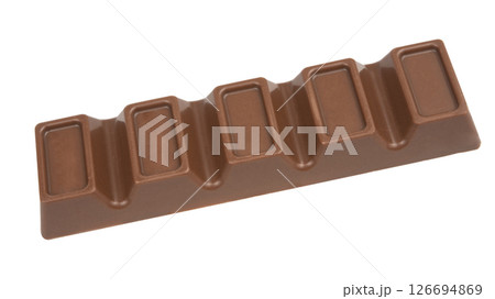 Close-up milk chocolate bar with filling isolated on white background Close-up milk chocolate bar with filling isolated on white background 126694869