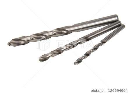Drill bit. Stainless steel drill bit on a white background (with clipping path). 126694964
