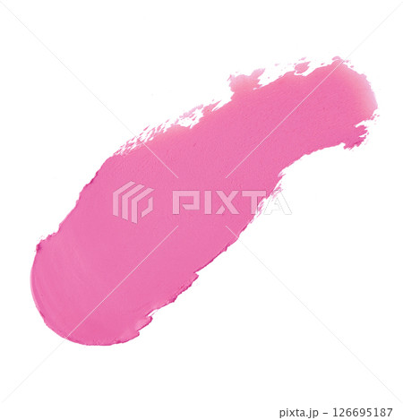 Smear and texture of cream lipstick or acrylic paint isolated on white background. Smear and texture of cream lipstick or acrylic paint isolated on white background. 126695187