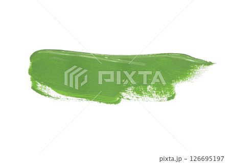 Acrylic green paint brush track blank art isolated on the white background Acrylic green paint brush track blank art isolated on the white background 126695197