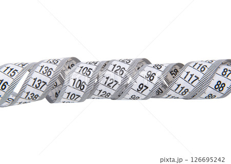 white tape measuring isolated on a white background 126695242