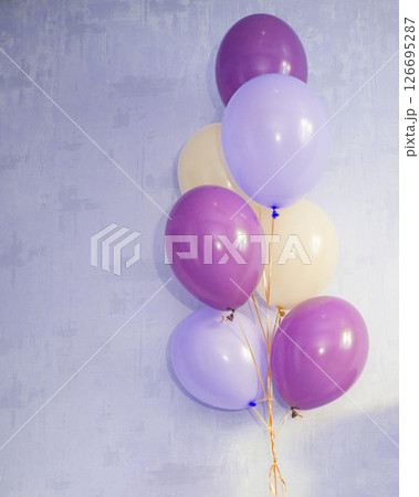 Air balloons multicolred on color background 126695287