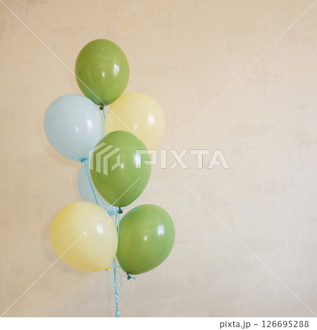 Air balloons multicolred on color background 126695288