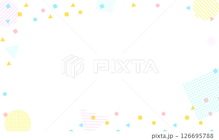 小さな図形のパターンに点や線の装飾がかかるカラフルなフレーム 小さな図形のパターンに点や線の装飾がかかるカラフルなフレーム 126695788