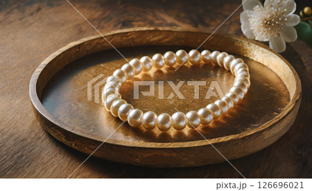 上品な真珠のブレスレット ／ 高級感と華やかさを演出するジュエリー素材 126696021