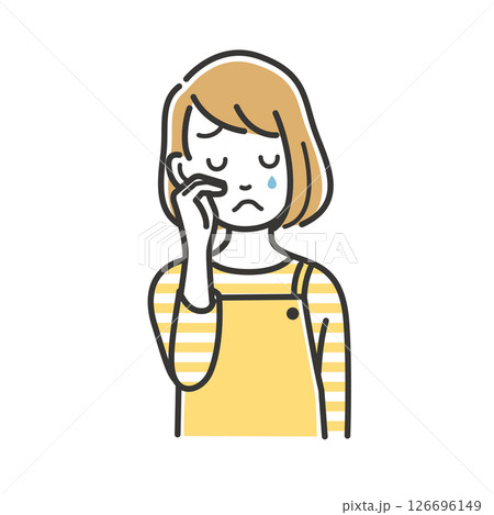 涙を流して泣く若い女性 126696149