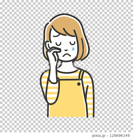 涙を流して泣く若い女性 126696149