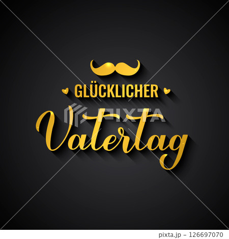 Vaderdag  gold inscription. Happy Fathers Day in Dutch language calligraphy hand lettering. Vector template for typography poster, banner, greeting card, postcard, etc. 126697070