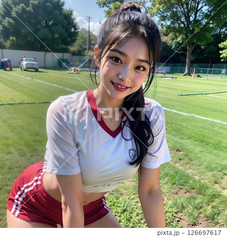 体操服で トレーニング中　 126697617