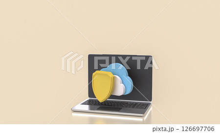 The Shield and Cloud for Technology concept 3d Rendering. The Shield and Cloud for Technology concept 3d Rendering. 126697706