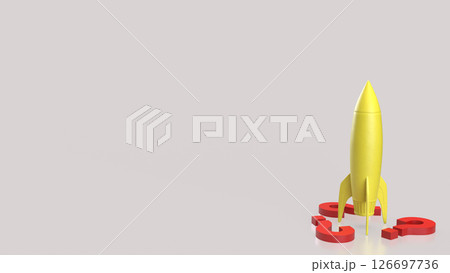 The Yellow rocket and red Question mark for startup concept 3d Rendering. The Yellow rocket and red Question mark for startup concept 3d Rendering. 126697736