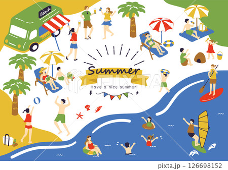 夏の海を楽しむ人々 126698152