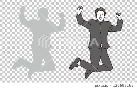 Illustration material of male students jumping 126698165