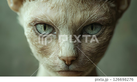 人と猫のハイブリッドをイメージした顔 126698276
