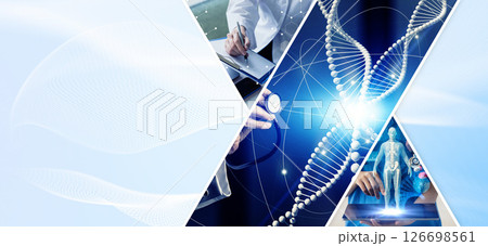 様々な科学イメージのコラージュ 様々な科学イメージのコラージュ 126698561